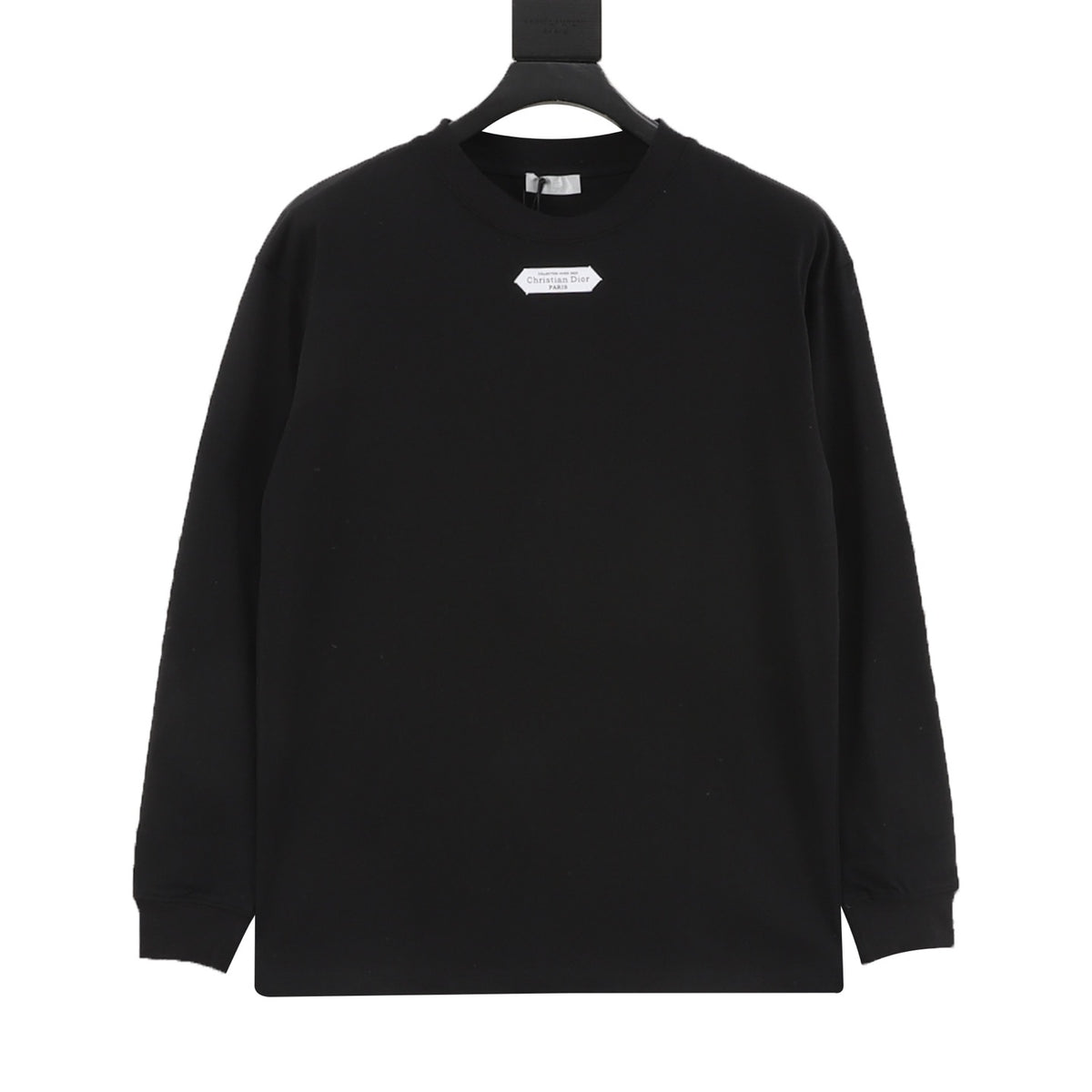 Dior Chest Tag Logo Long Sleeve T-shirt Unisex Christian Dior Label Casual Tee