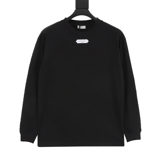 Dior Chest Tag Logo Long Sleeve T-shirt Unisex Christian Dior Label Casual Tee