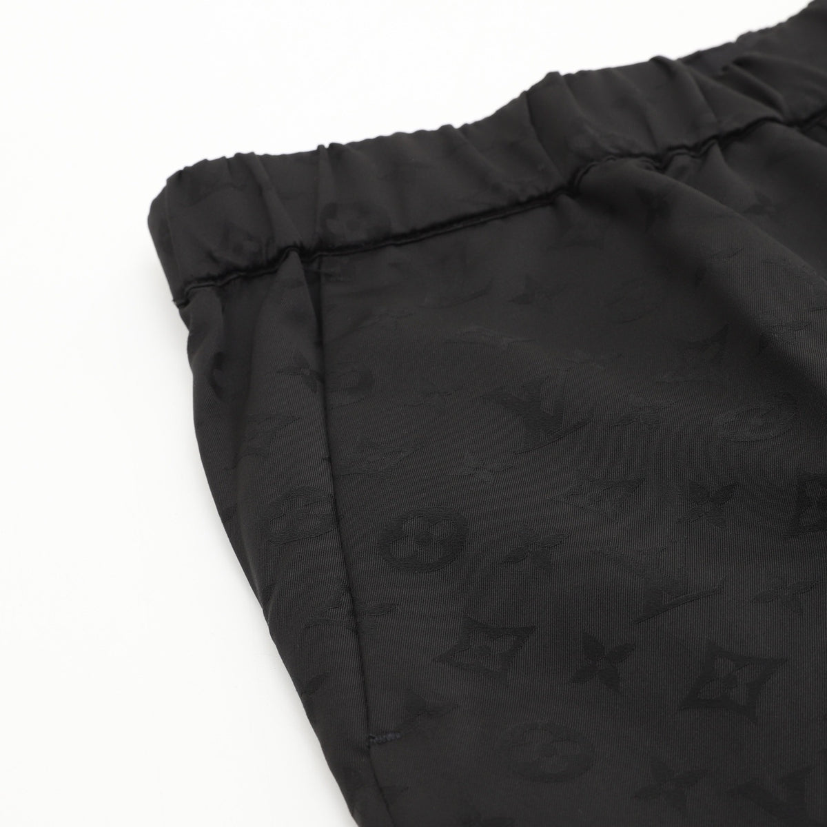 LV Black Allover Monogram Jacquard Straight Leg Pants Unisex Designer Trousers
