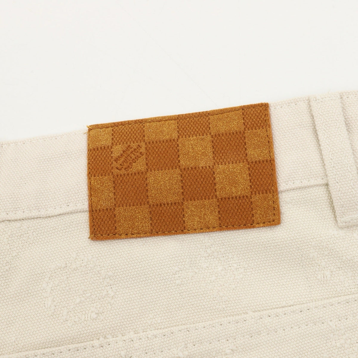 Louis Vuitton Full Textured Monogram Wide Leg Casual Jean Cream Off Whites Streetwear Unisex