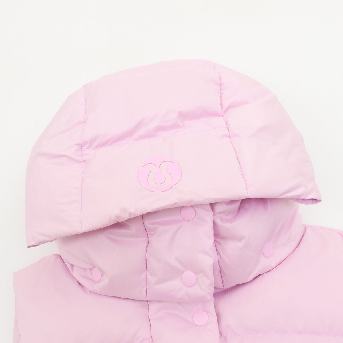 Lululemon Quilted Hood Puffer Vest Snap Button Sleeveless Warm Gilet pink