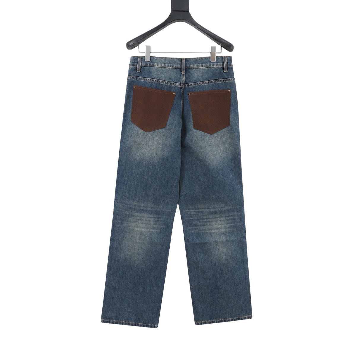 Louis Vuitton Vintage Wash Wide Leg Denim Jeans Men Luxury Straight Denim Pants Dark Vintage Blue