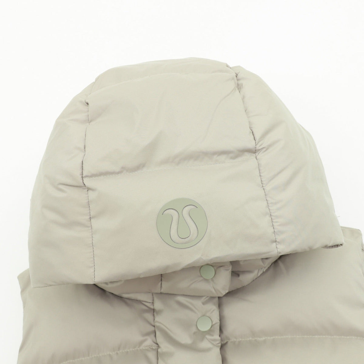 Lululemon Quilted Hood Puffer Vest Snap Button Sleeveless Warm Gilet Unisex Bone