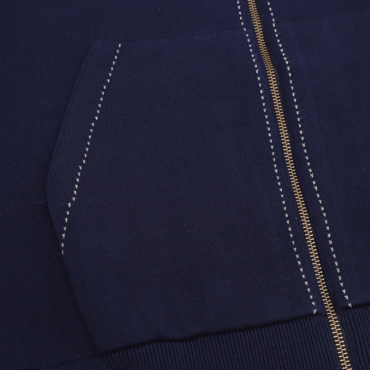 LV Contrast Stitch Embroidery Zip Hoodie Oversized Full Zip Jacket Sweatshirt Navy Unisex Blue（副本）