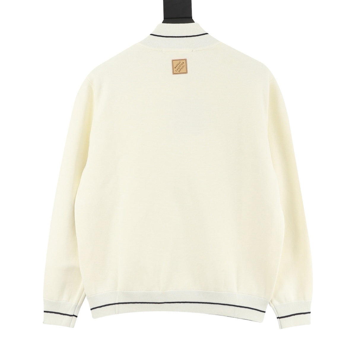 Louis Vuitton Color Block Stand Collar Zip Knit Jacket Luxury Full Zip Outerwear Off White & Light Grey