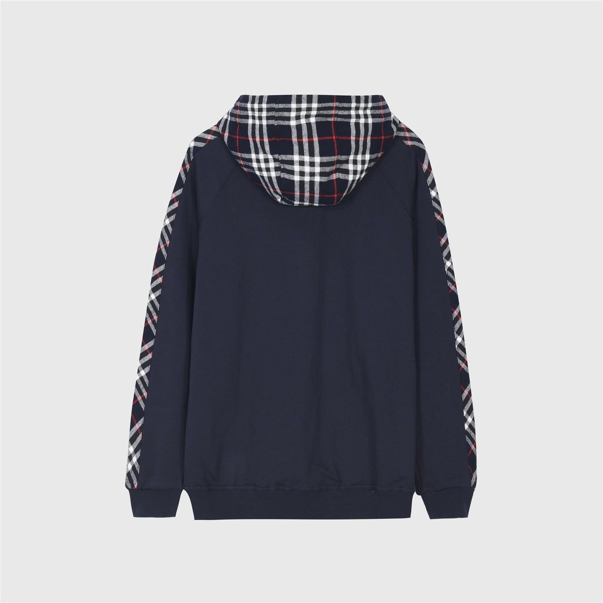 Burberry Navy Vintage Check Panel Zip Up Hoodie Unisex