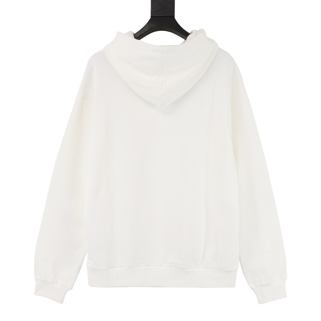 Celine Logo Print Pullover Hoodie Unisex white