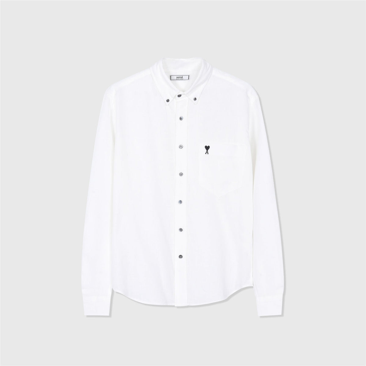 AMI Paris White Heart A Logo Long Sleeve Button Down Shirt Unisex