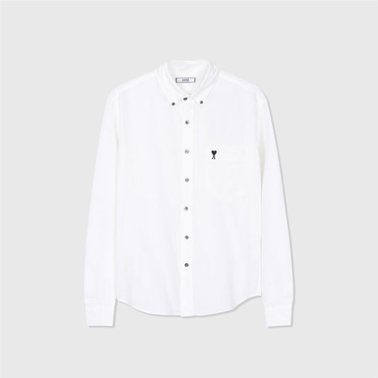 AMI Paris White Heart A Logo Long Sleeve Button Down Shirt Unisex