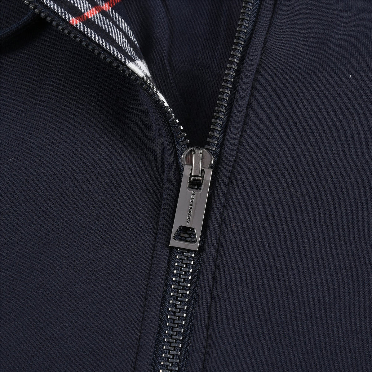 Burberry Navy Vintage Check Panel Zip Up Hoodie Unisex