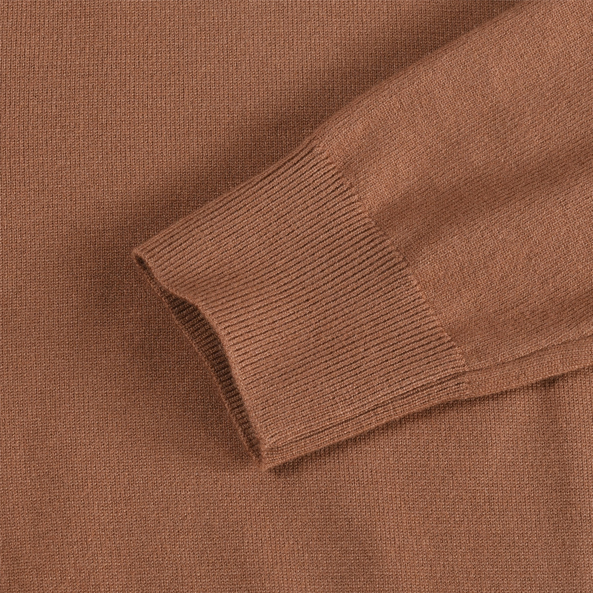 Camel Crew Neck Knit Sweater Orange Striped Sleeve Minimalist Pullover Unisex