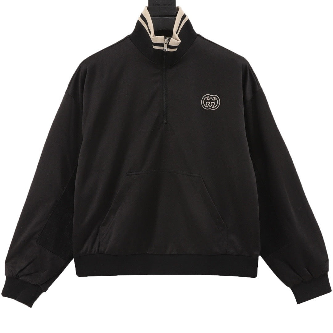 Gucci Interlocking G Logo Quarter Zip Track Jacke  Unisex Black