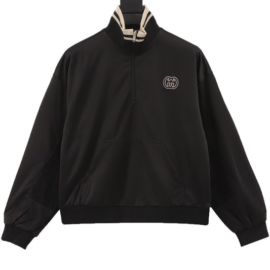 Gucci Interlocking G Logo Quarter Zip Track Jacke  Unisex Black