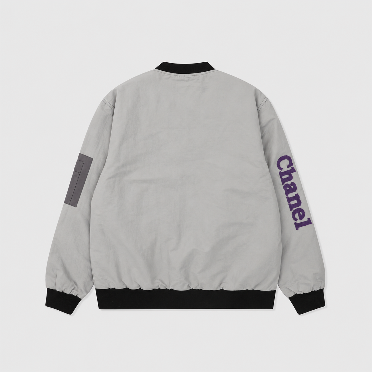 Chanel Grey Color Block Reversible Bomber Jacket CC Square Logo Unisex