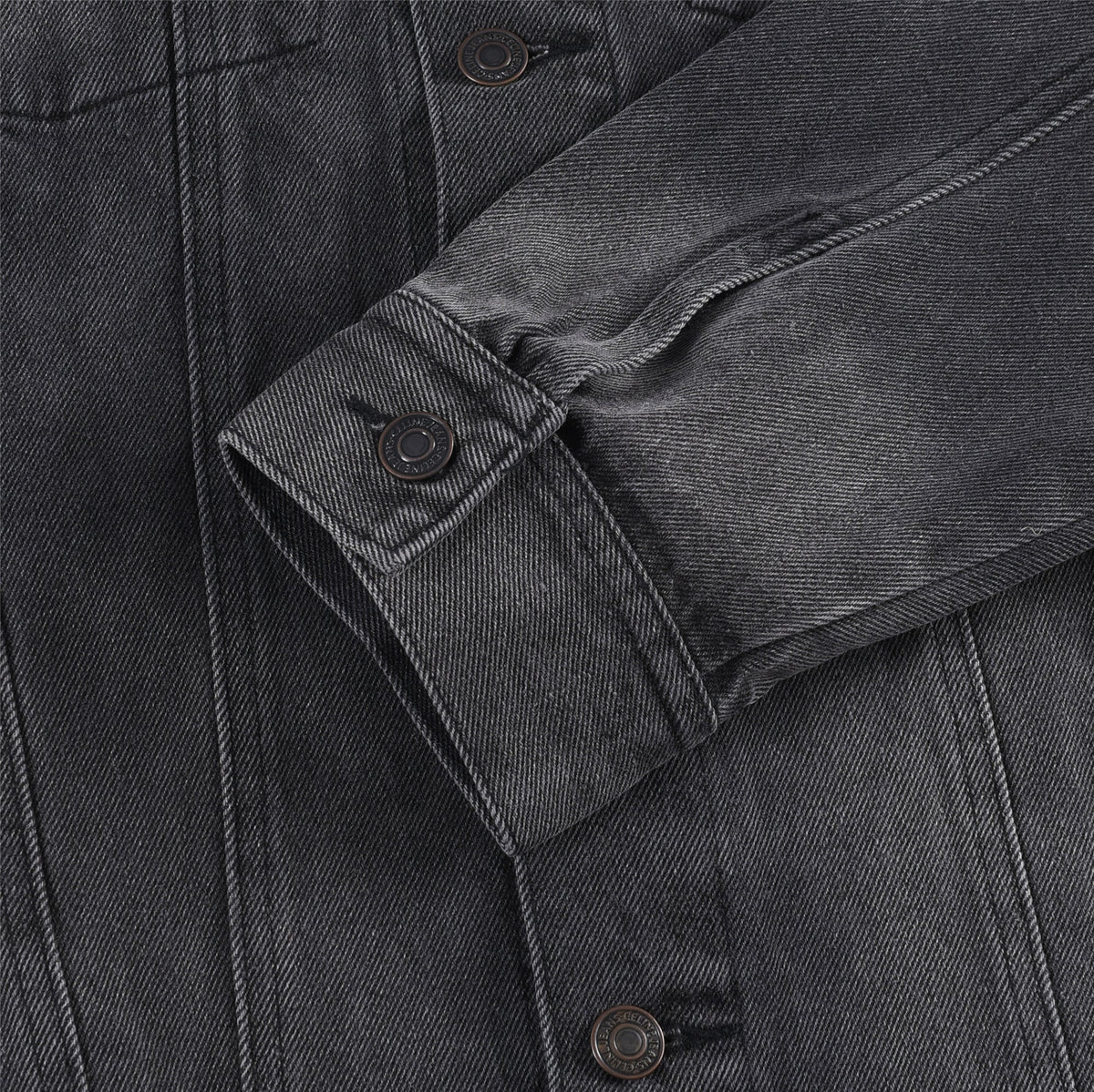 Unisex Black Washed Denim Jacket With Detachable Grey Hood