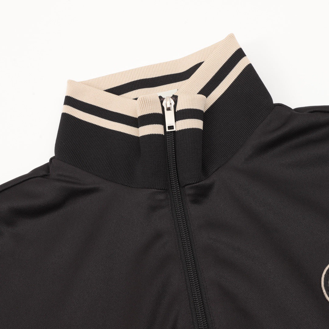 Gucci Black Interlocking G Stripe Collar Half Zip Sweatshirt Unisex