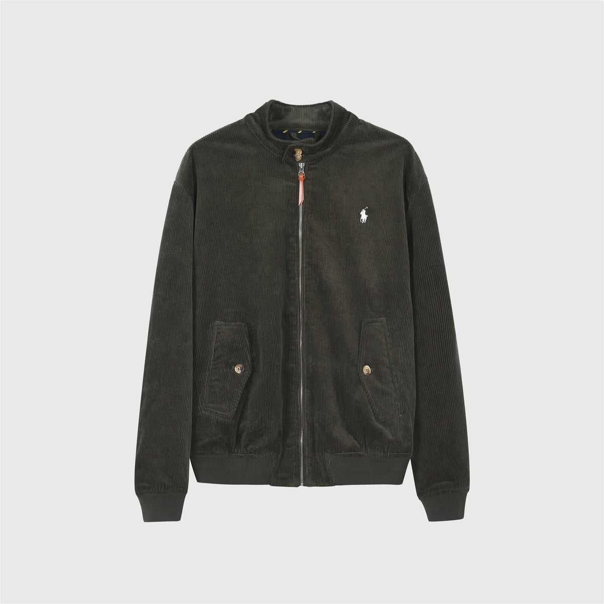 Polo Ralph Lauren Olive Corduroy Bomber Jacket Pony Logo Zip Coat