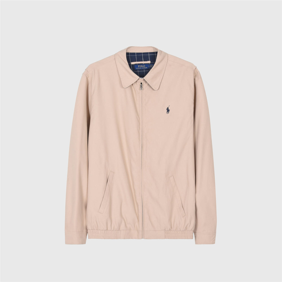 Polo Ralph Lauren Khaki Harrington Jacket Navy Pony Logo Zip Coat