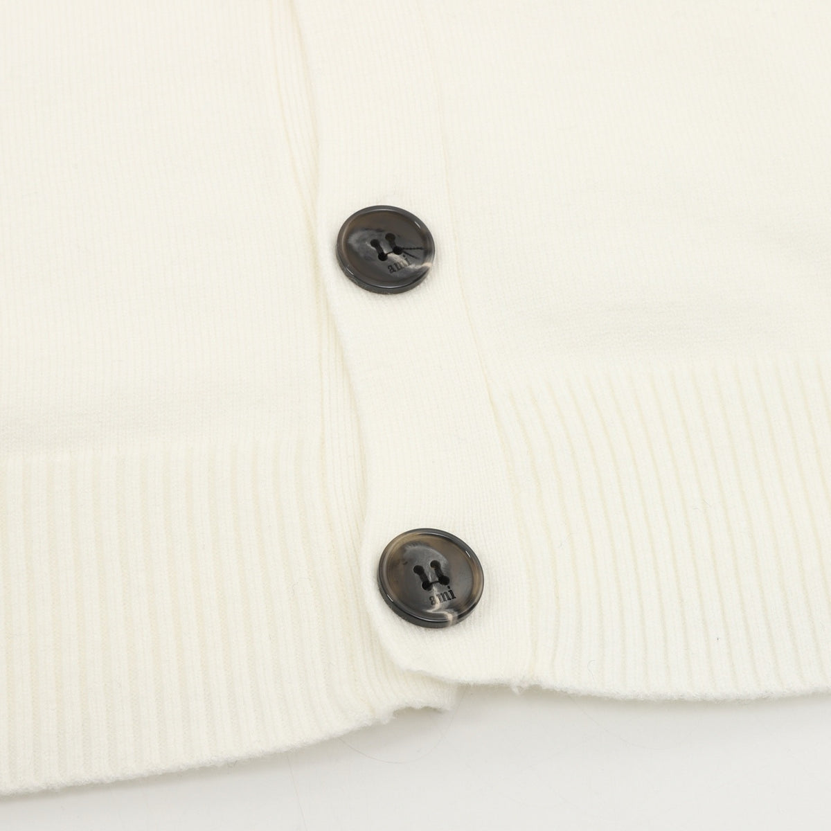 Ami Paris Ami de Coeur V-Neck Knit Cardigan white