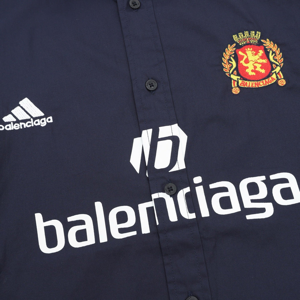 Balenciaga Adidas Collab Football Logo Striped Oversized Shirt Unisex Navy Blue with White Stripes