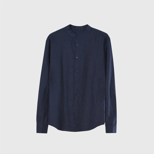 Loro Piana Soft Linen Button Up Casual Shirt Unisex Navy