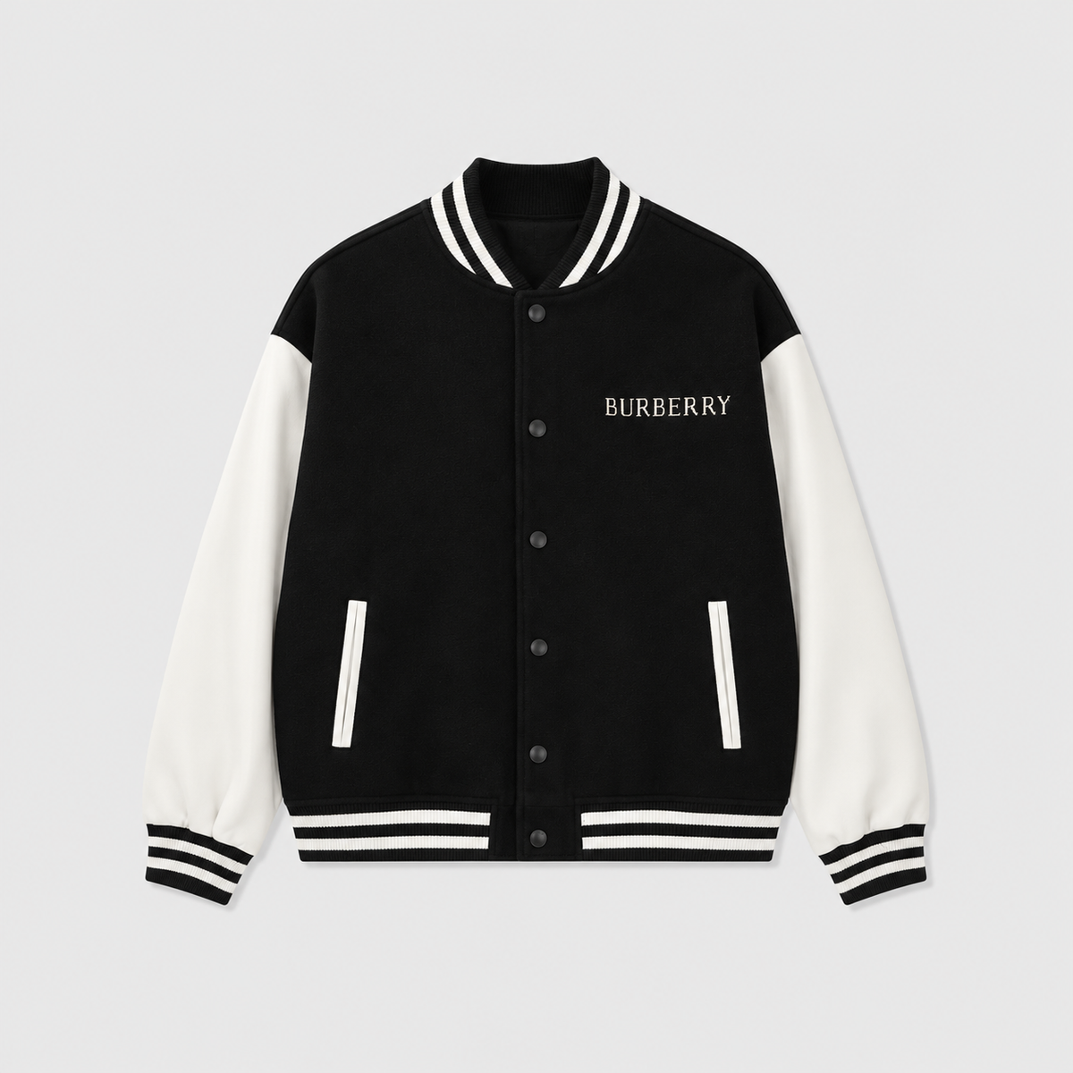 Burberry Black White Color Block Varsity Jacket Unisex