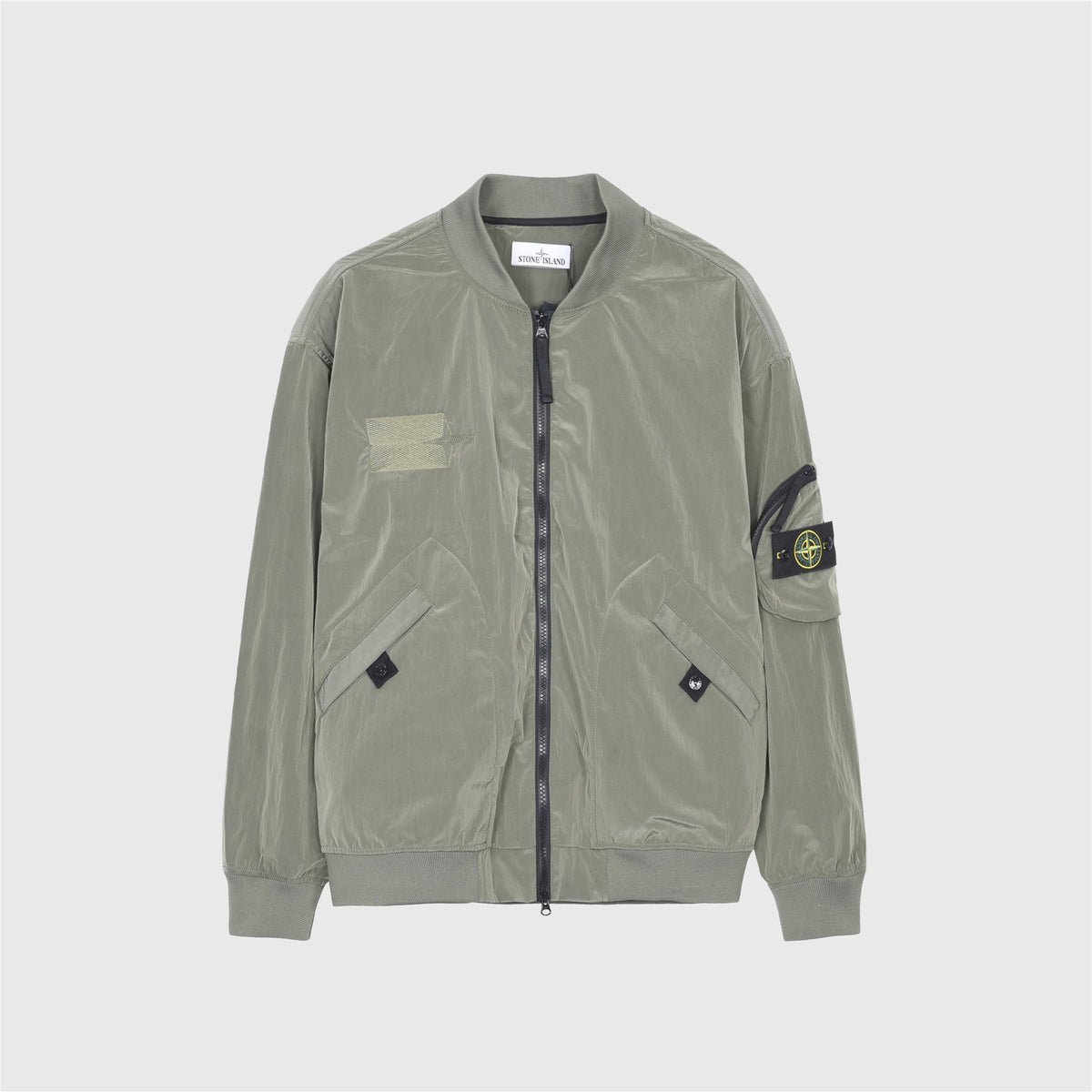 Stone Island Sage Green Nylon Metal Bomber Jacket Zip Up Compass Badge Unisex