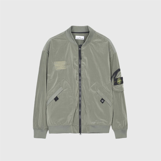 Stone Island Sage Green Nylon Metal Bomber Jacket Zip Up Compass Badge Unisex
