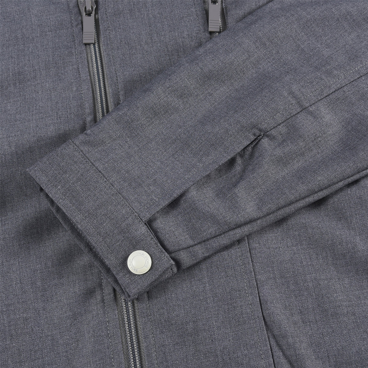 Thom Browne Medium Grey 4-Bar Double Zipper Stand Collar Jacket Unisex
