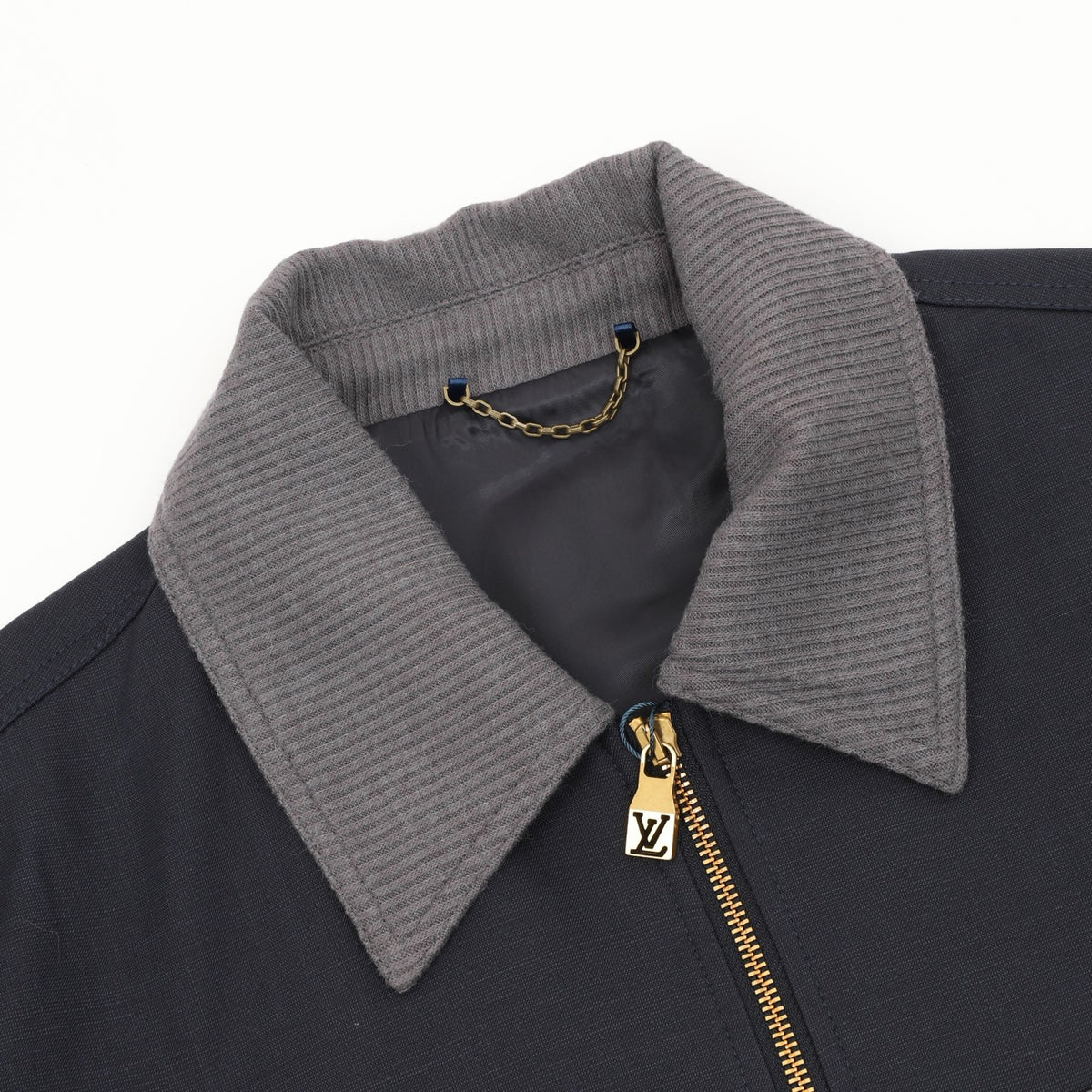 LV Leather Patch Pocket Workwear Jacket Designer Casual Outerwear Unisex Navy Blue