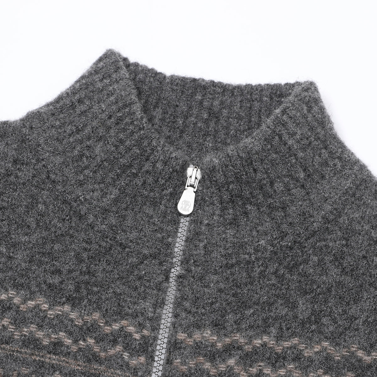 Loewe Fair Isle Jacquard Zip Up Knit Cardigan Wool Blend Sweater