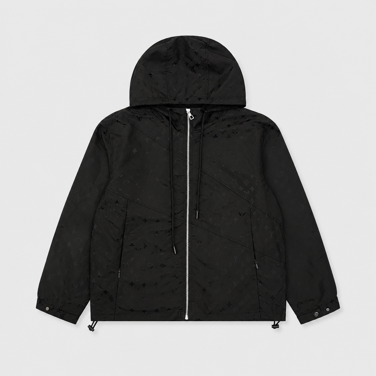 Louis Vuitton Black Monogram Hooded Windbreaker All Over Jacquard LV Jacket