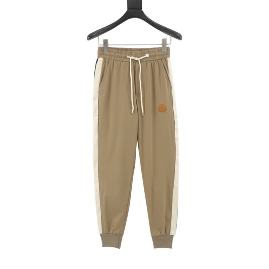 Moncler Side Stripe Elastic Waist Cuffed Jogger Pants Unisex Khaki