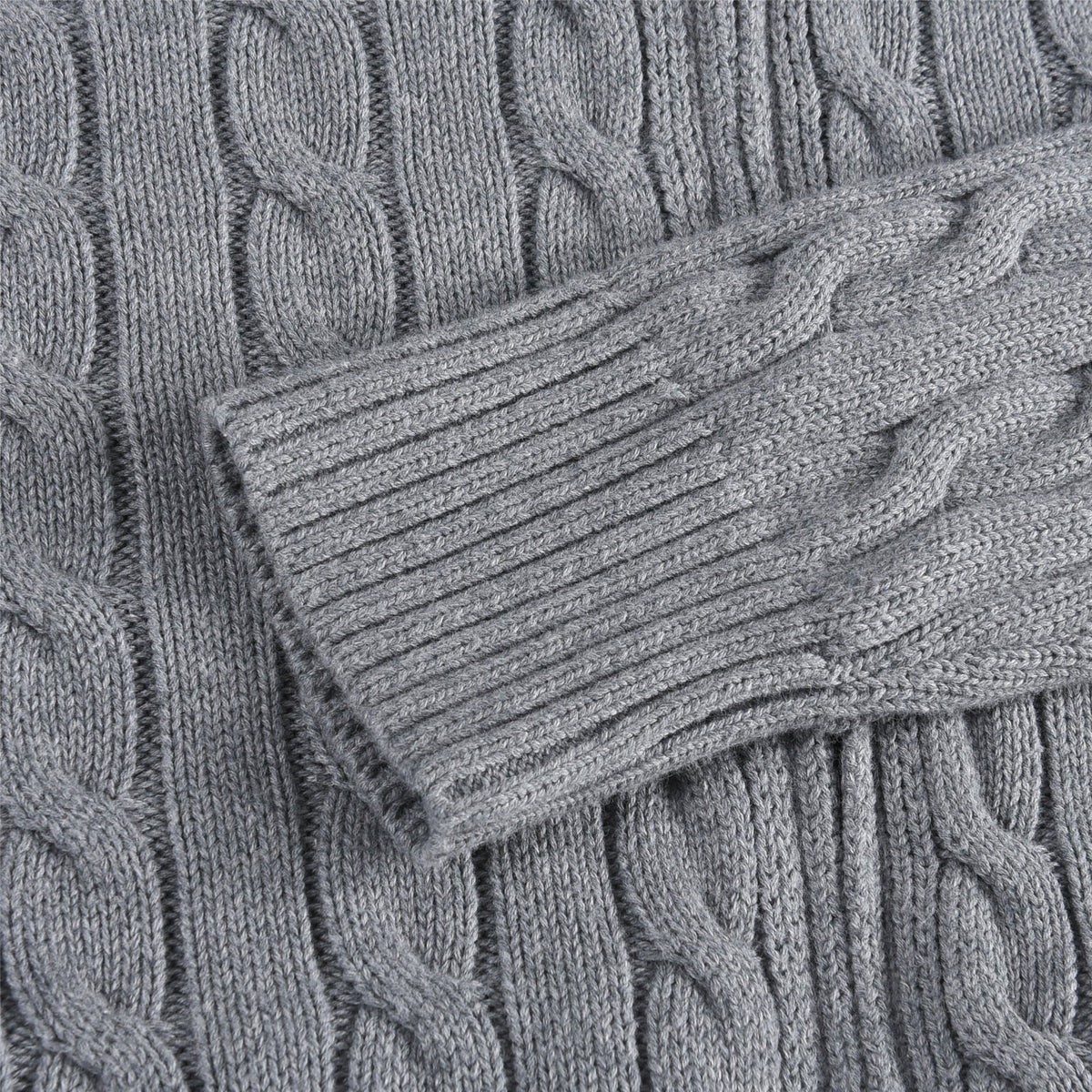 Polo Ralph Lauren Light Grey Cable Knit Full Zip Sweater White Pony Logo Unisex