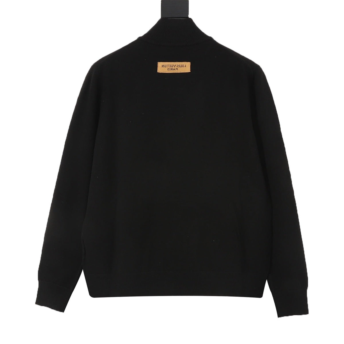Louis Vuitton Label Patch Turtleneck Knit Sweater Unisex Solid Black Premium Knitwear Solid Black