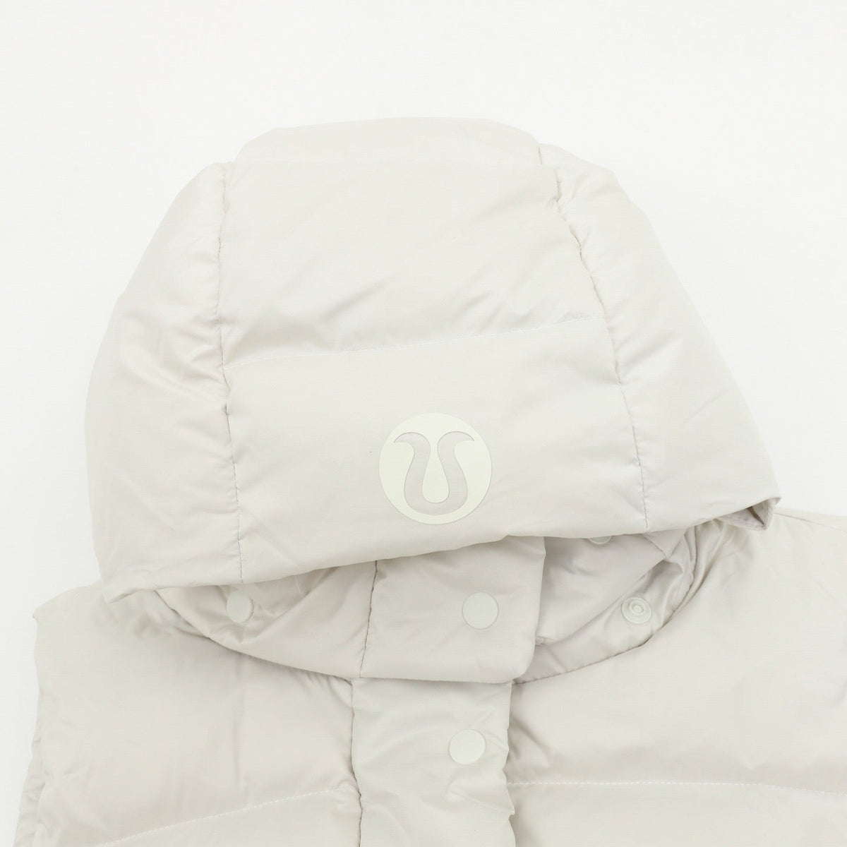 Lululemon Quilted Hood Puffer Vest Snap Button Sleeveless Warm Gilet Unisex White