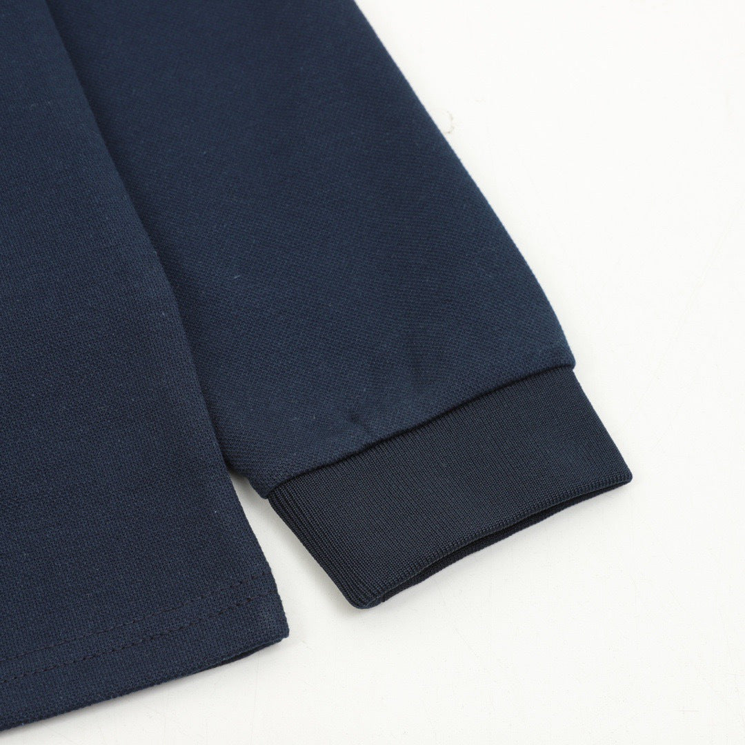 Gucci University Logo Long Sleeve Polo Shirt – Navy with Striped Collar